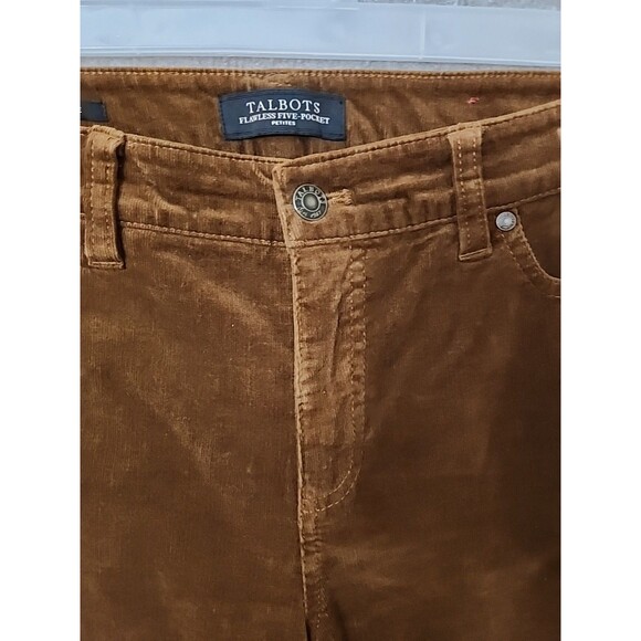 Talbots Flare Flawless Five-Pocket Corduroy Pants Womens 8 Petite Brown Stretch - Picture 3 of 9